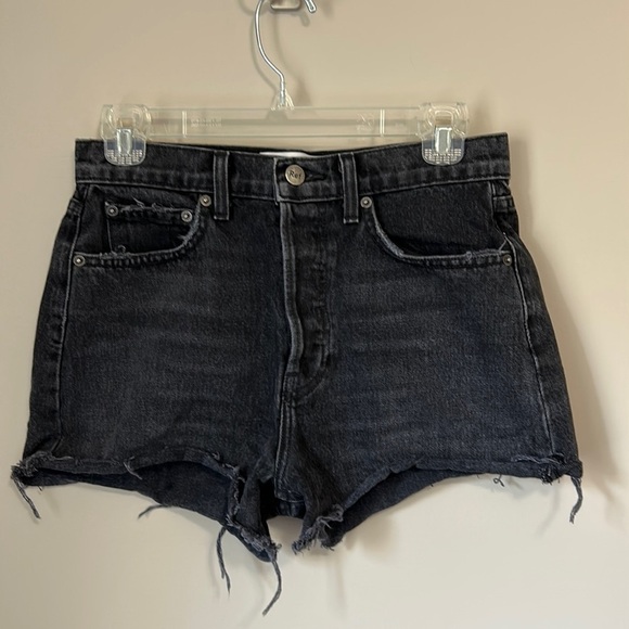 REFORMATION JEANS Dixie High Rise Jean Short Pacific Black Sz 26 - Picture 3 of 9